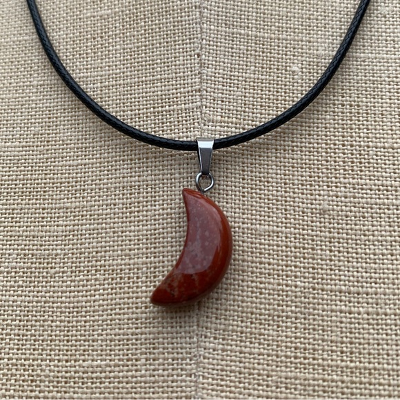 Handmade Genuine Stone Mini Moon Amulet Necklace - Picture 9 of 11